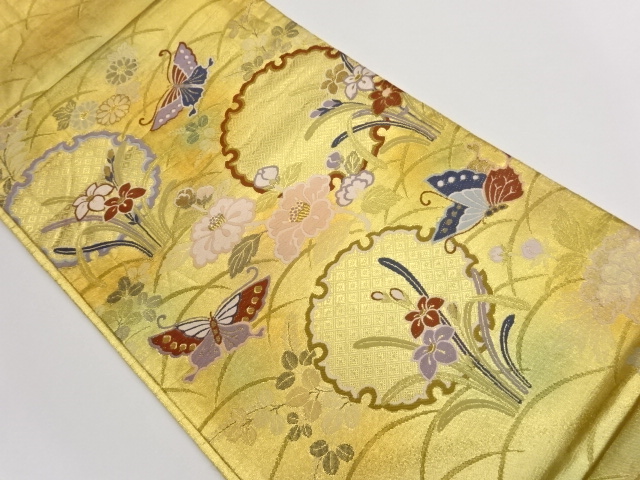 JAPANESE FUKURO OBI / WOVEN FLORAL PLANTS
